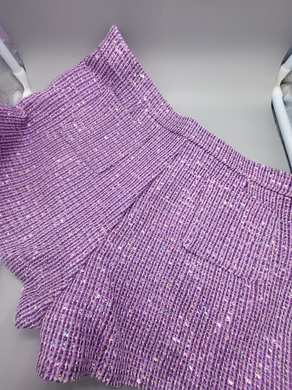 Nianlin Sleeveless Purple Sequin Tweed Shorts Set - Picture 15 of 17